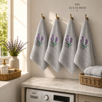 Lavande Silver Grey Embroidered Face Towels