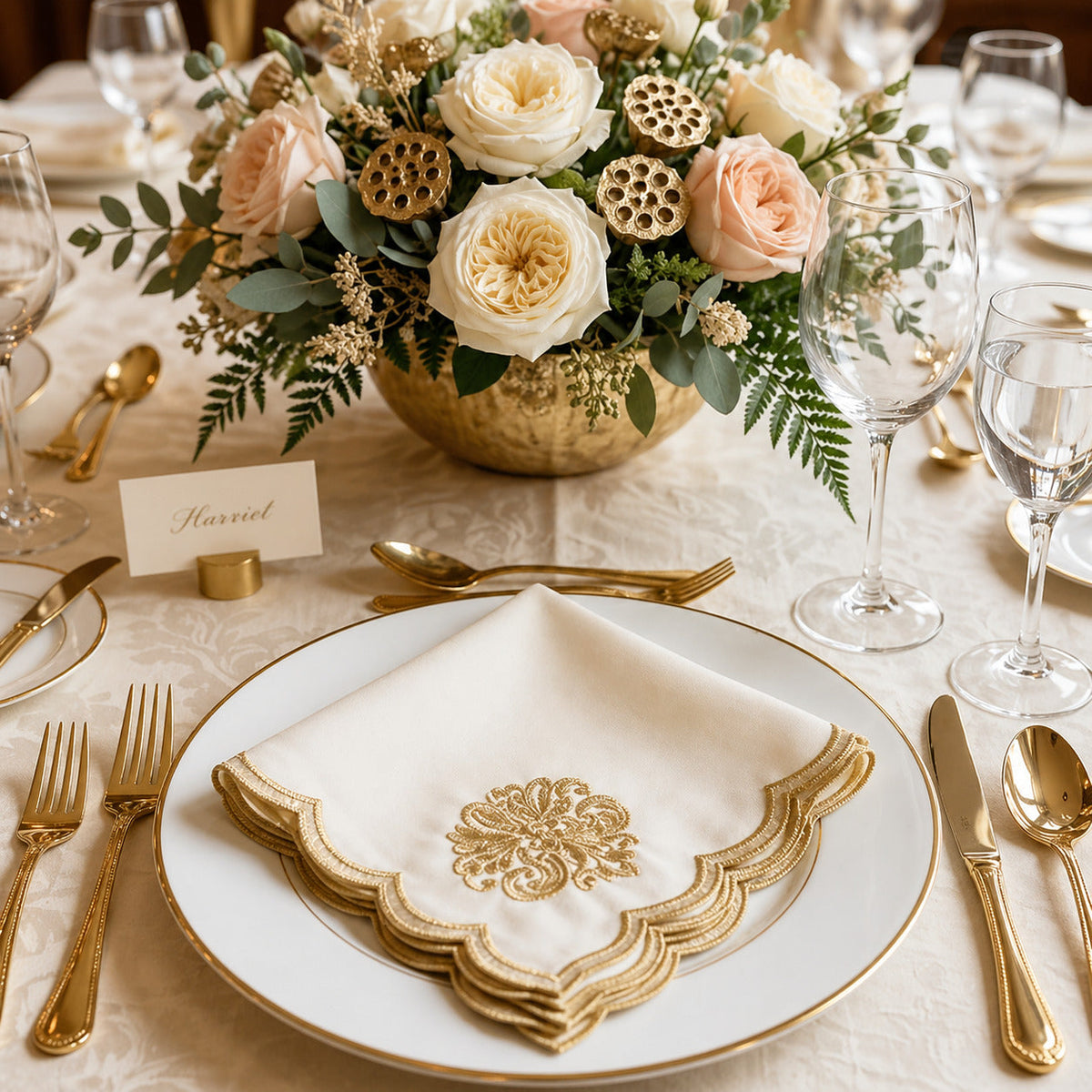 Royal Arabesque Ivory Luxe Napkin