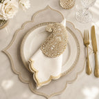 Paisley Elegance Napkin Ring & Scalloped Napkin Set