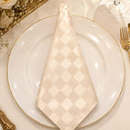 Ivory Checkered Satin Napkin
