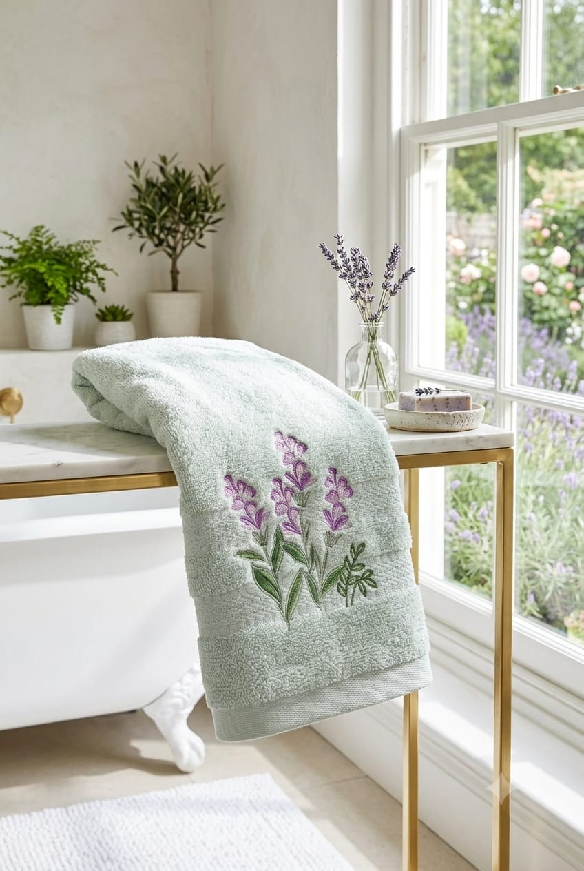 Maison Lavande Embroidered Towel Set