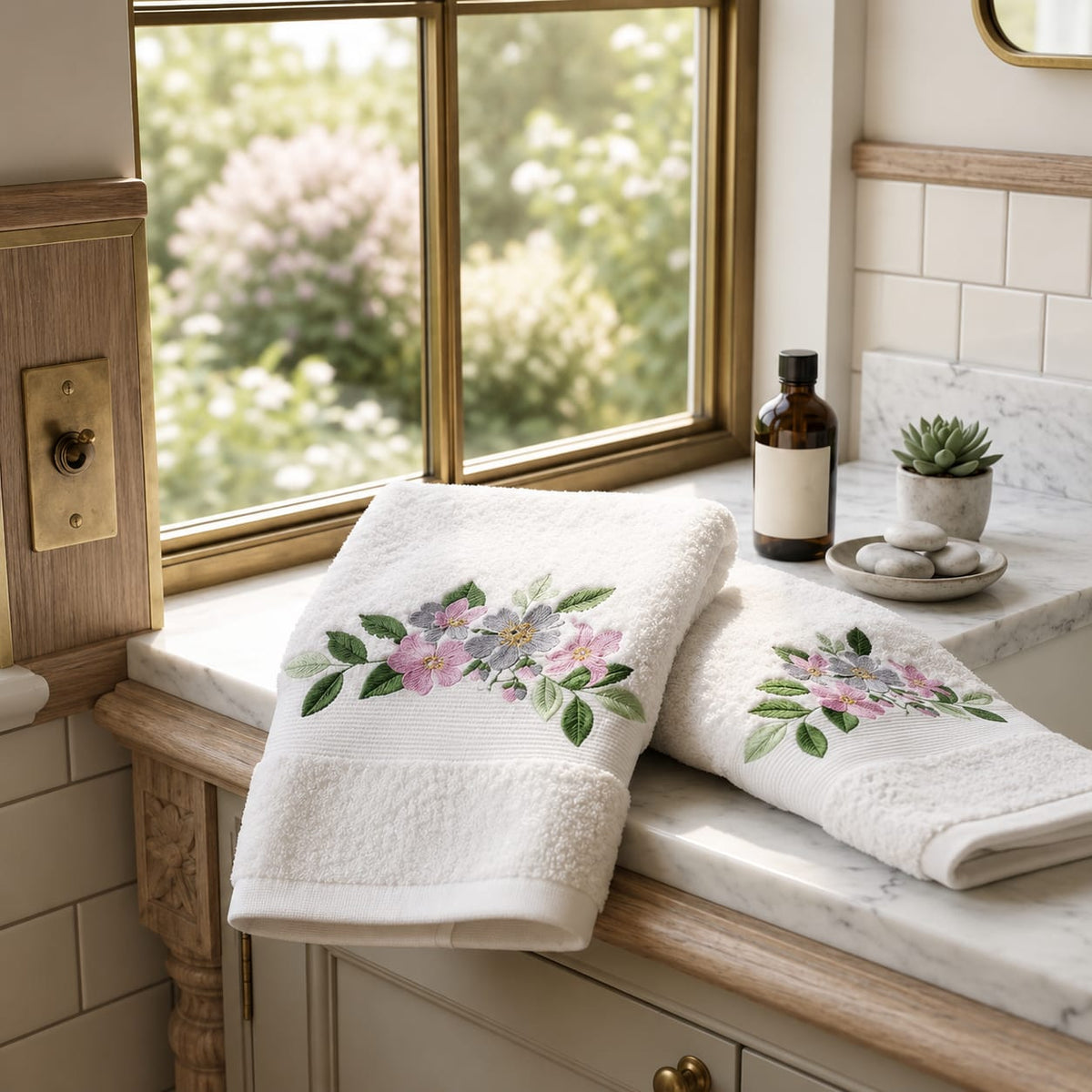 Eternal Bloom Embroidered Towel