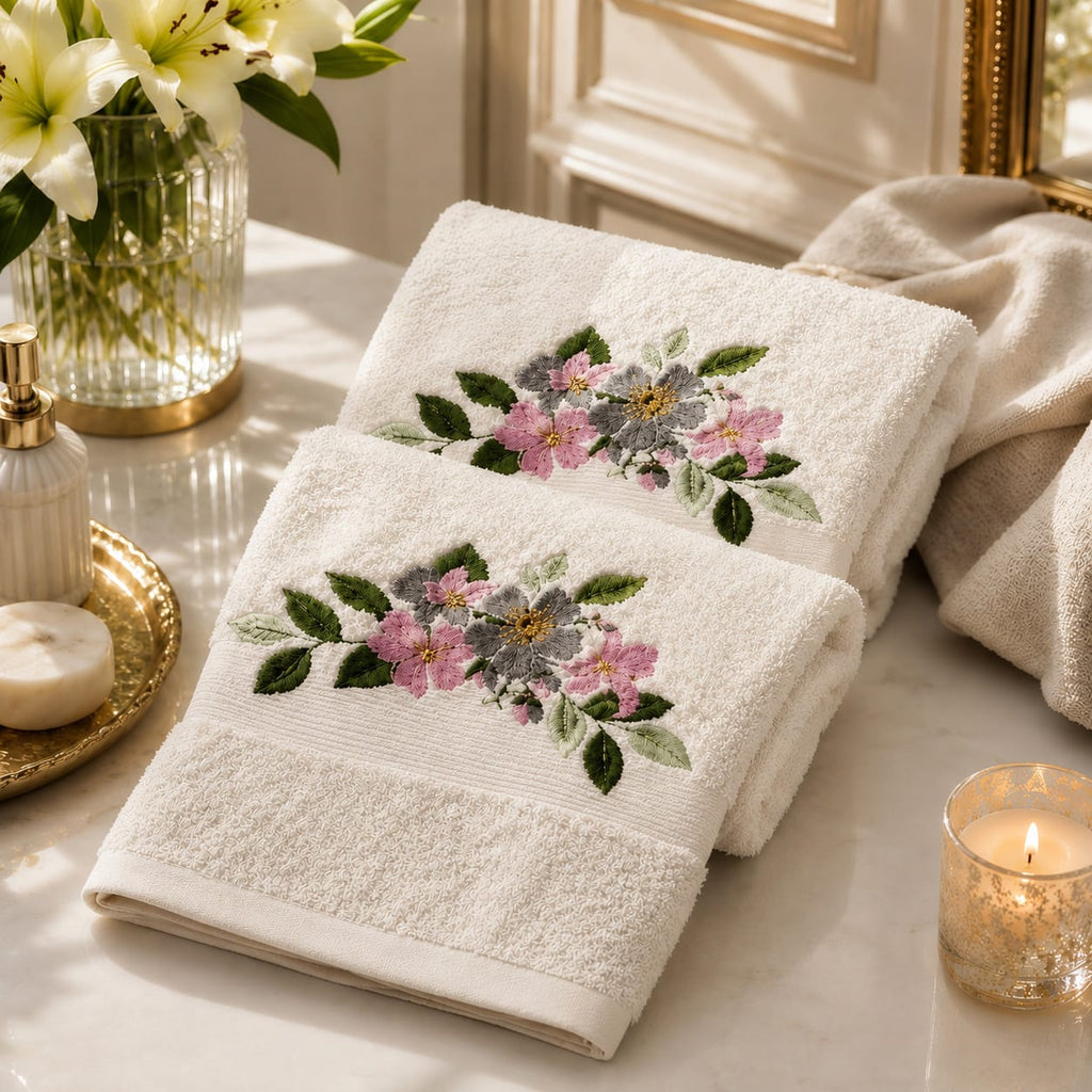 Eternal Bloom Embroidered Towel