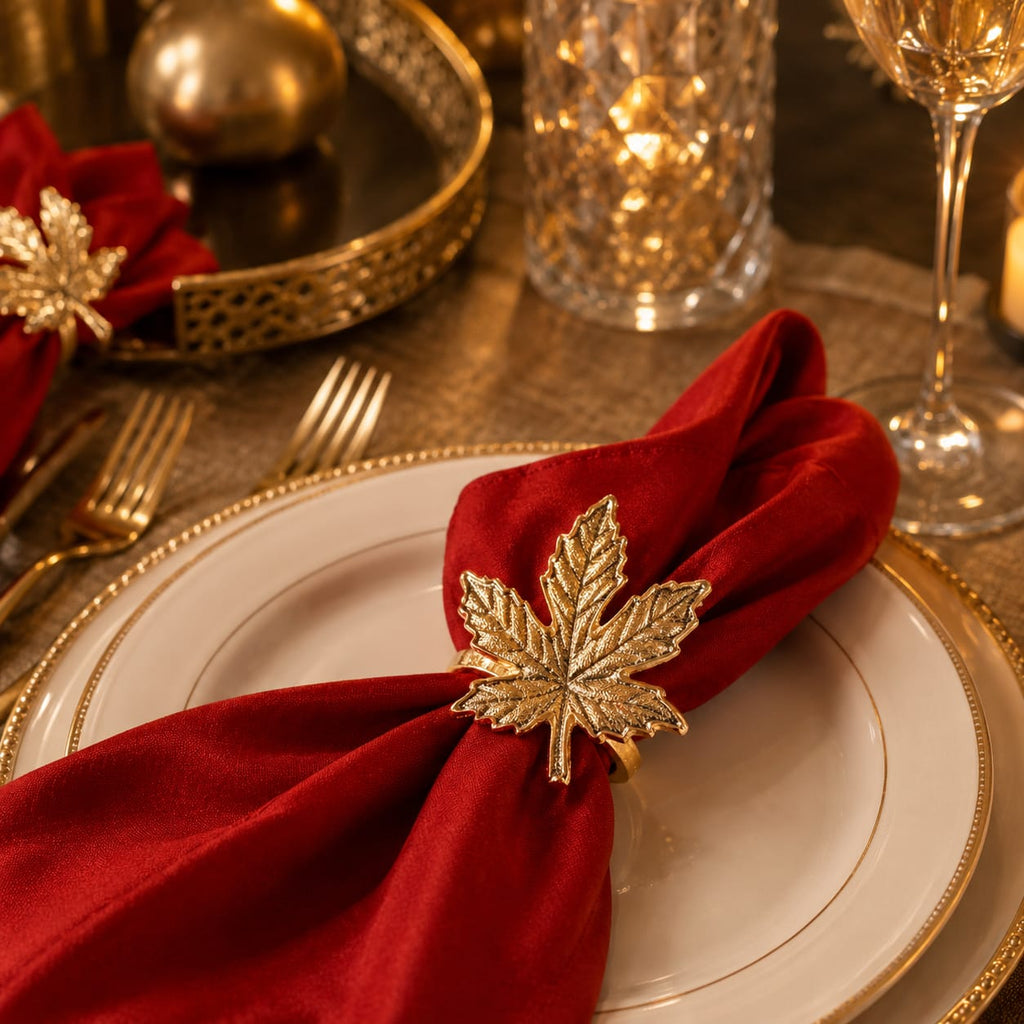 Golden Leaf Napkin Rings