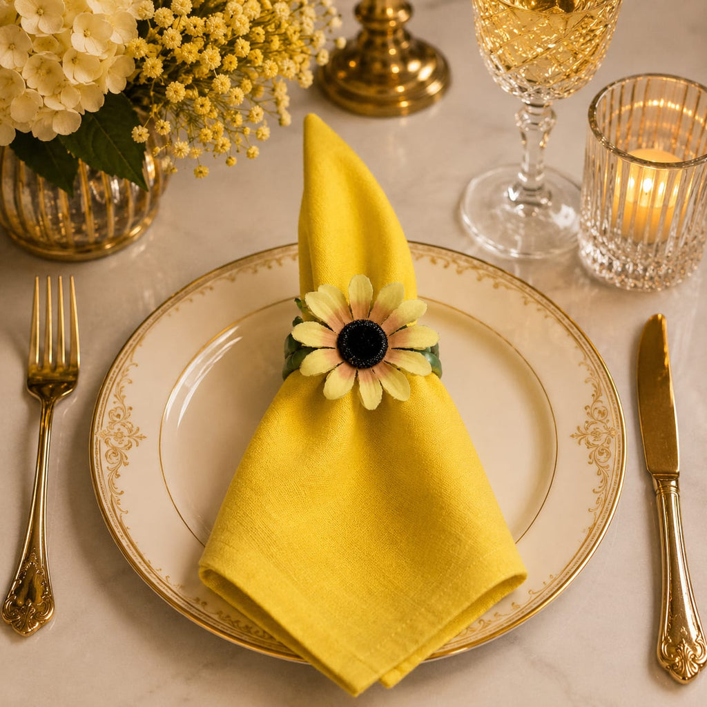 Golden Bloom Sunflower Napkin Rings