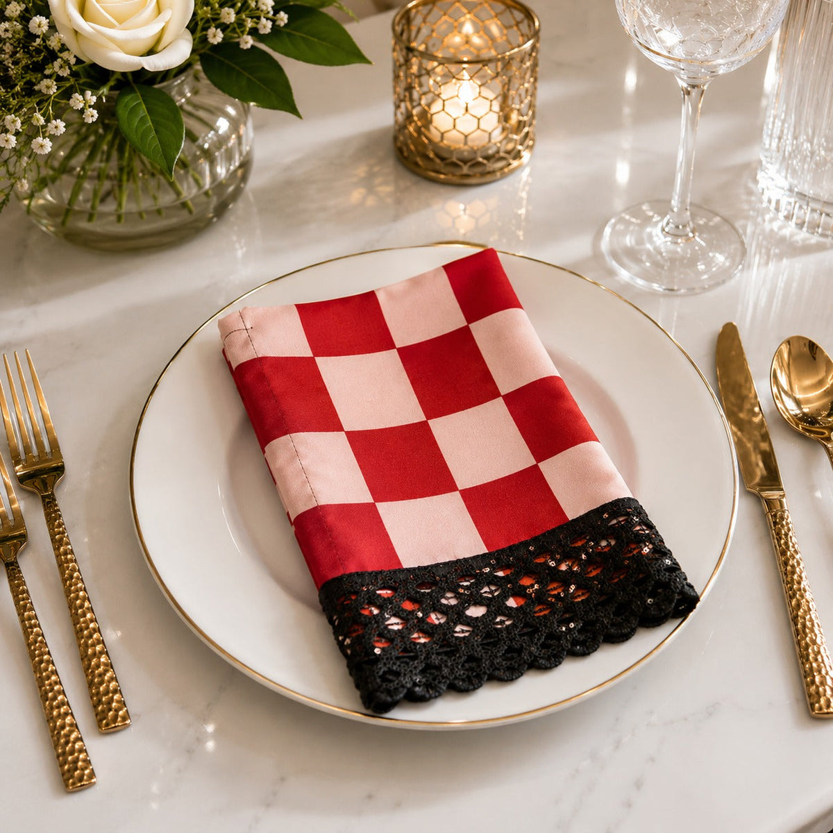 Crimson Check Elegance
