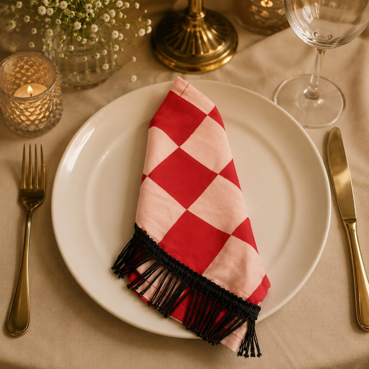 Crimson Fringe Napkin